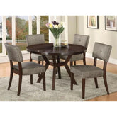 Handmade Stylish Modern Chair with Round Dining Table (Set of 5, Walnut Finish) - WoodenTwist